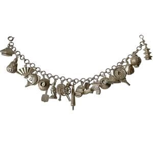 Vintage Asian Travel Charm Bracelet: 20 Japan & East Asia Charms